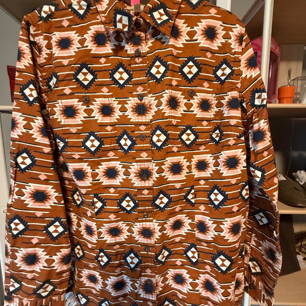 Duluth Pattern Shirt - Brown and Blue Size XL NWT